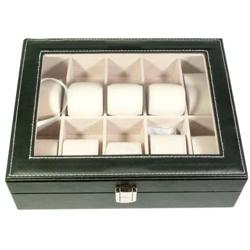 Футляри Футляр для зберігання наручних годинників на 10 шт, еко-шкіра, чорний(DN30858)