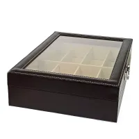 Футляр для зберігання окулярів 8 шт 34х25х8.5 см еко-шкіра, чорний (DN32148)