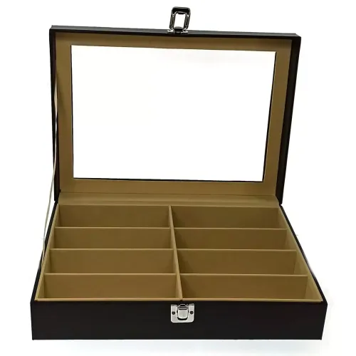 Футляри Футляр для зберігання окулярів 8 шт 34х25х8.5 см еко-шкіра, чорний (DN32148)