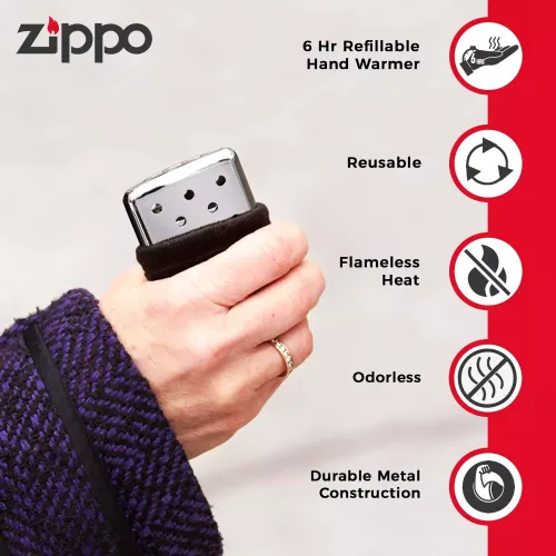 Туристичні грілки Каталітична бензинова грілка для рук на 6 годин Zippo Hand Warmer Mini-Euro срібляста (40360)