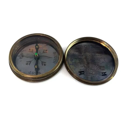 Компасы, лупы Компас безжидкостный бронзовый в кожаном футляре " Dollond London" Compass Dolland Antic 8,7 х3,5см (DN34903)
