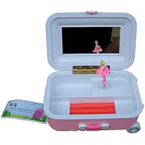 Скриньки, комодики, шафки Музична скринька чемоданчик "Балерина" з дзеркалом, пластик, рожевий (DN28749A)