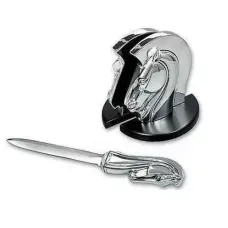 Набір настільний на 2 предмета "Кінь" "Pierre Cardin" ніж для бумаг, підставка під книгу, листівки, срібло (PR2111/3)