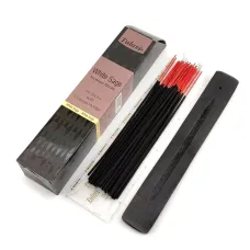 Пахощі Біла Шавлія White Sage Tulasi 40 штук аромапалочок та дерев'яна підставка (DN34551)