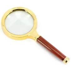 Універсальна лупа з ручкою, метал, пластик, коричневий, золотистий, кратність 3Х (d-7 см h-15,5 см) (DN29791)