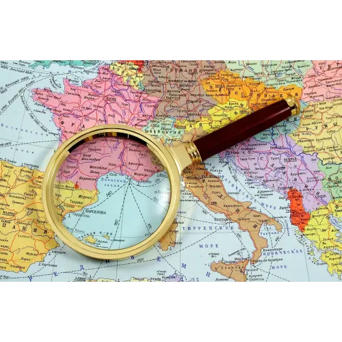 Компасы, лупы Универсальная лупа с ручкой, металл, пластик, коричневый, золотистый, кратность 3Х (d-7 см h-15,5 см) (DN29791)