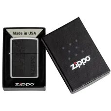 Зажигалка бензиновая ZIPPO Black Leather Emblem - Zippo Design, хром, кожа, черный (49919)
