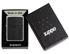 Зажигалка бензиновая ZIPPO Black Leather Emblem - Zippo Design, хром, кожа, черный (49919)
