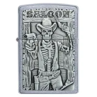 Зажигалка бензиновая ZIPPO Saloon Skull Emblem, матовый хром (49298) Зажигалка бензиновая ZIPPO Saloon Skull Emblem, матовый хром (49298)