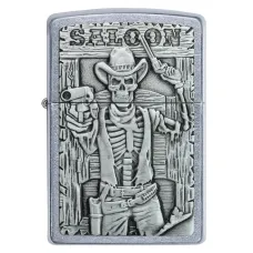 Запальничка бензинова ZIPPO Saloon Skull Emblem, матовий хром (49298)