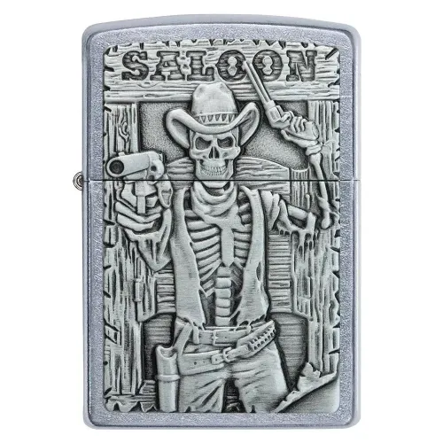 Бензинові запальнички Запальничка бензинова ZIPPO Saloon Skull Emblem, матовий хром (49298)