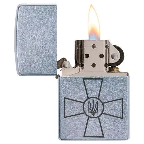 Бензиновые зажигалки Зажигалка бензиновая Zippo Ukraine Classic Street Chrome гравировка знак ВСУ (207 ВСУ)