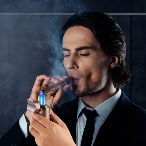 Газові запальнички Запальничка газова для сигар настільна 4 турбо Silver Match Monaco підставка для сигари, темна мідь, подарункова коробка (40674372)