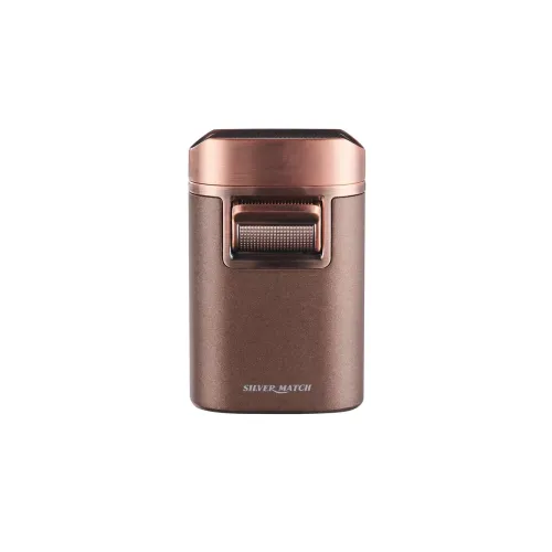Газові запальнички Запальничка газова для сигар настільна 4 турбо Silver Match Monaco підставка для сигари, темна мідь, подарункова коробка (40674372)
