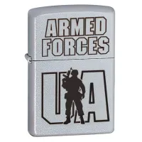 Зажигалка бензиновая Zippo Ukraine Satin Chrome гравировка Вооруженные силы Украины (205 AFU)
