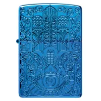 Запальничка армована бензинова ZIPPO Armor® High Polish Blue Hamsa Design, блакитний полірований (46752)