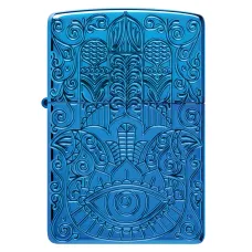 Зажигалка армированная бензиновая ZIPPO Armor® High Polish Blue Hamsa Design, голубой полированный (46752)