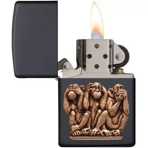 Зажигалка бензиновая Zippo Three Monkeys черный (29409) зажигалка бензиновая Zippo