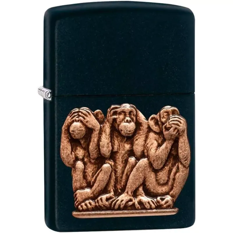 Зажигалка бензиновая Zippo Three Monkeys черный (29409) зажигалка бензиновая Zippo