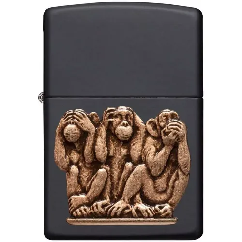 Зажигалка бензиновая Zippo Three Monkeys черный (29409) зажигалка бензиновая Zippo