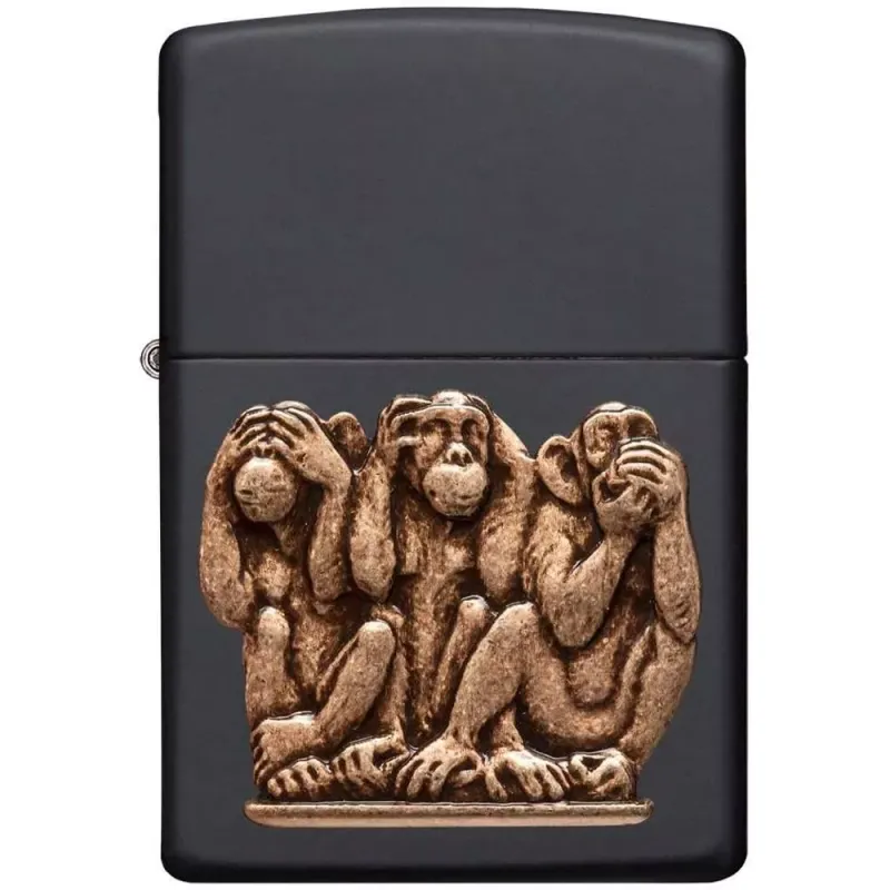 Зажигалка бензиновая Zippo Three Monkeys черный (29409) зажигалка бензиновая Zippo