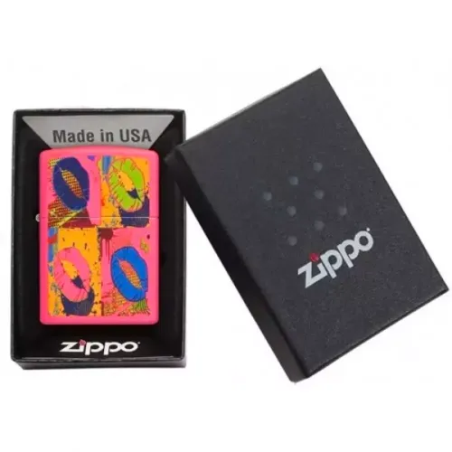 Зажигалка бензиновая ZIPPO Pop Lips неоновый розовый (29086)