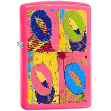Зажигалка бензиновая ZIPPO Pop Lips неоновый розовый (29086)