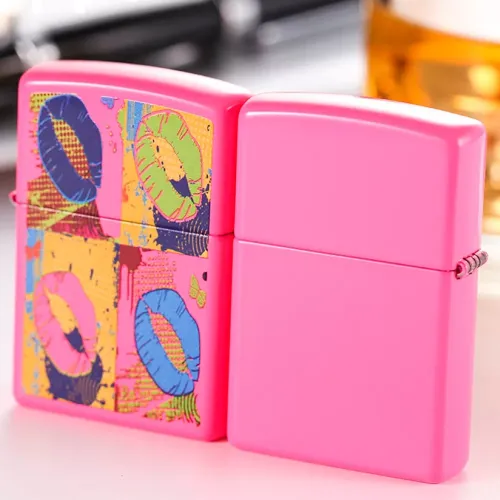 Зажигалка бензиновая ZIPPO Pop Lips неоновый розовый (29086)