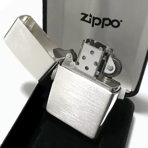 Серебряная зажигалка бензиновая ZIPPO Brushed Sterling Silver серебро 925 пробы, бархатная коробочка (13)