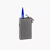 Газова запальничка турбо пласка Silver Match Luxembourg, метал, чорний лід, оксамитовий мішечок (40674378DRI)