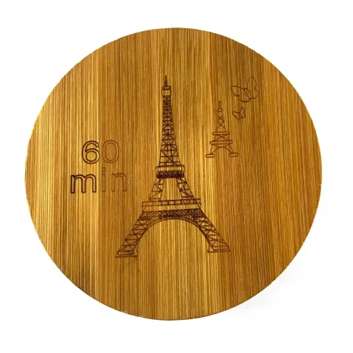 Песочные часы Часы песочные на 60 мин в бамбуке "Эйфелева башня" фиолетовый песок 19х11х11 см (DN32884B)