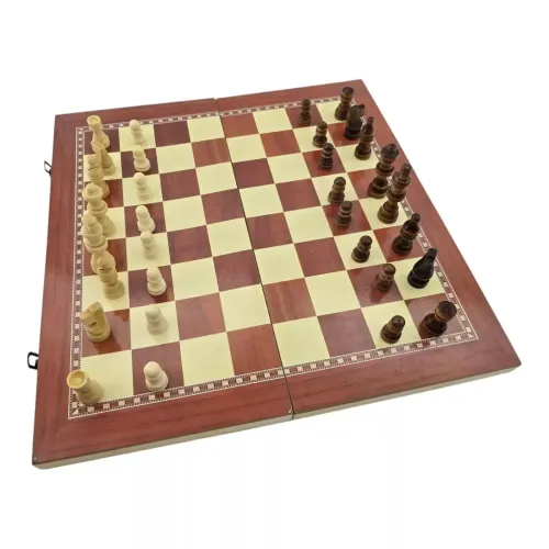 Ігрові набори Ігровий набір 3 в 1 нарди, шахи, шашки DUKE дерево, картонна упаковка 40х19, 5х4, 5 см (DN36197)