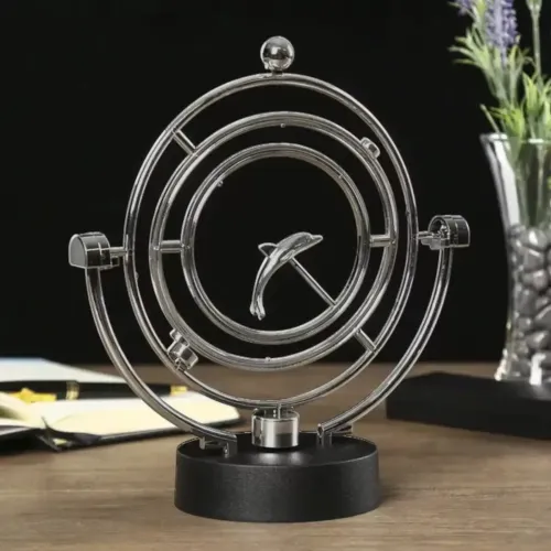 Приниматели решений и антистрессы Маятник магнитный кинетический антистресс "Дельфин" инерционный (25х22х10 см) 4 батарейки АА пластик, хром (DN32767N)