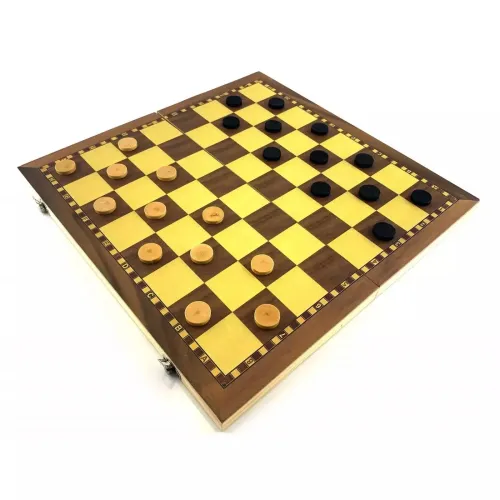 Классические игры Набор 2 в 1 Шахматы, шашки деревянные магнитные (39х39х2 см) (DN32800)