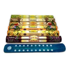 Набір пахощів Tulasi Прянощі 6 видів ароматів з дерев'яною підставкою (DN34588)