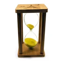 Пісочний годинник на 20 хвилин у бамбуку "Ейфелева вежа" жовтий пісок 16,5х10х10 см (DN29765D)