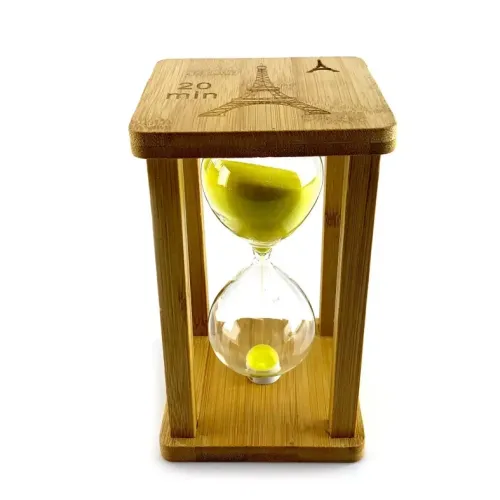 Песочные часы Песочные часы на 20 минут в бамбуке "Эйфелева башня" желтый песок 16,5х10х10 см (DN29765D)