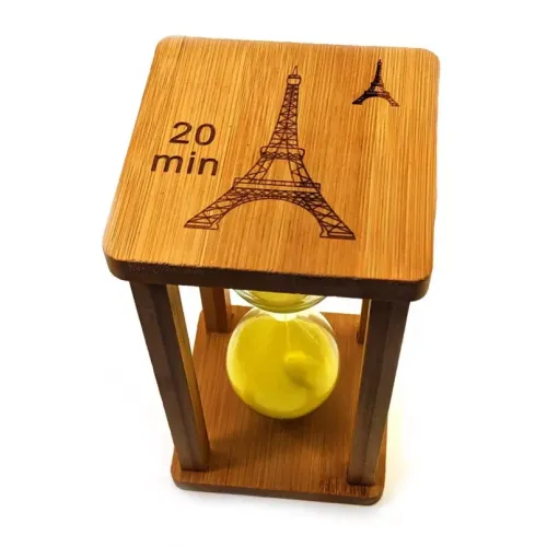 Песочные часы Песочные часы на 20 минут в бамбуке "Эйфелева башня" желтый песок 16,5х10х10 см (DN29765D)
