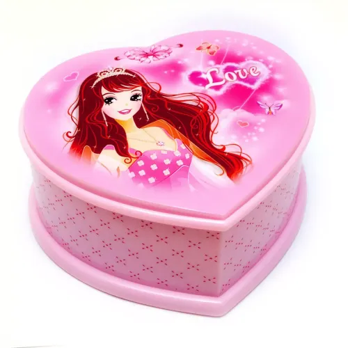 Ящики, комодики, шкафчики Шкатулка музыкальная "Балеринка в сердце" пластик, зеркало, розовый (DN29468)