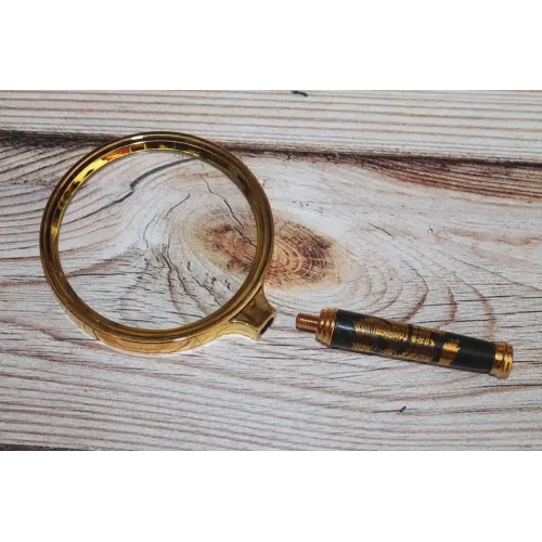 Компасы, лупы Универсальная лупа с ручкой "Дракон", металл, пластик черный, золотистый, кратность 5Х d-8 см h-16,5 см (DN29798)