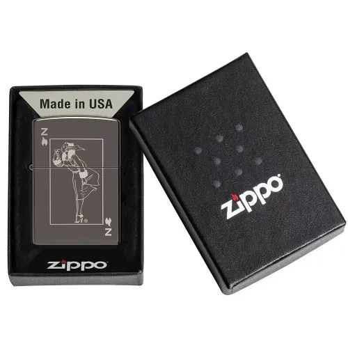 Бензиновые зажигалки Зажигалка бензиновая Zippo Windy Design черный лид (49797)