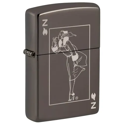 Бензиновые зажигалки Зажигалка бензиновая Zippo Windy Design черный лид (49797)