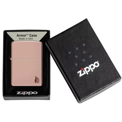 Бензинові запальнички Запальничка армована бензинова ZIPPO High Polish Rose Gold Flame Design (46401)
