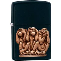 Зажигалка бензиновая Zippo Three Monkeys черный (29409) зажигалка бензиновая Zippo