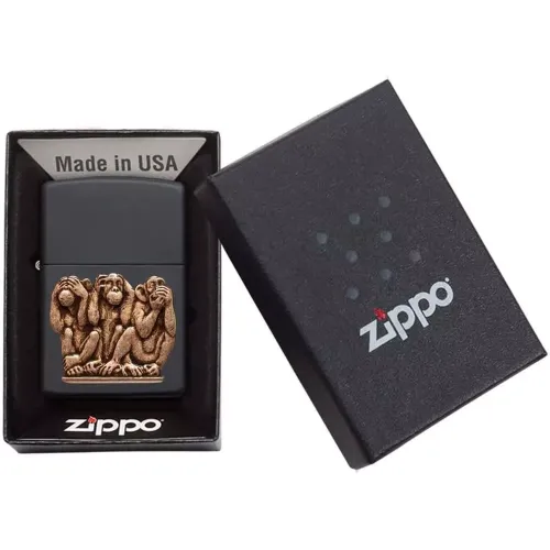 Бензинові запальнички Запальничка бензинова Zippo Three Monkeys чорний (29409)