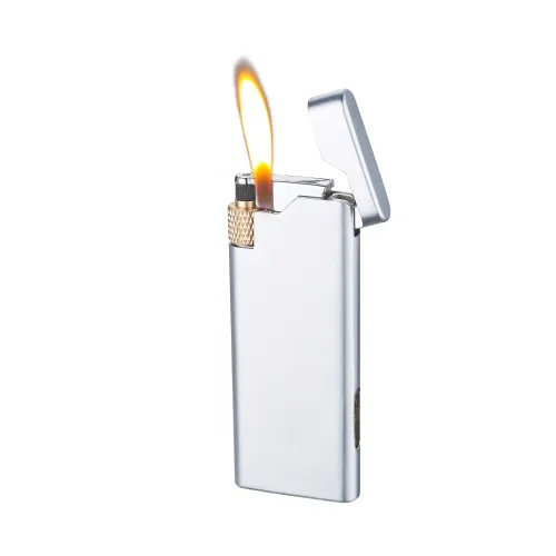 Газові запальнички Запальничка тонка кремнієва газова Silver Match Metal Flint Riga Срібляста (40672350SL)