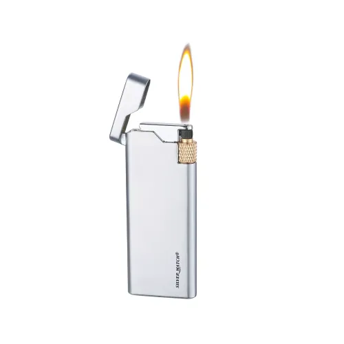 Газові запальнички Запальничка тонка кремнієва газова Silver Match Metal Flint Riga Срібляста (40672350SL)