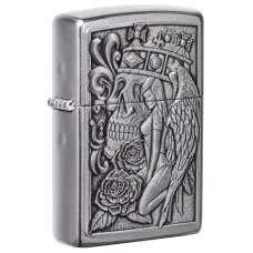 Зажигалка бензиновая Zippo Skull And Angel Emblem, матовый хром (49442)