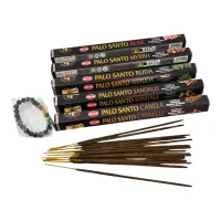 Подарунковий набір пахощів 5 ароматів HEM Smudging Indulgence Masala Gift Pa Palo Santo пачка по 15 паличок, браслет чакр (DN36532)