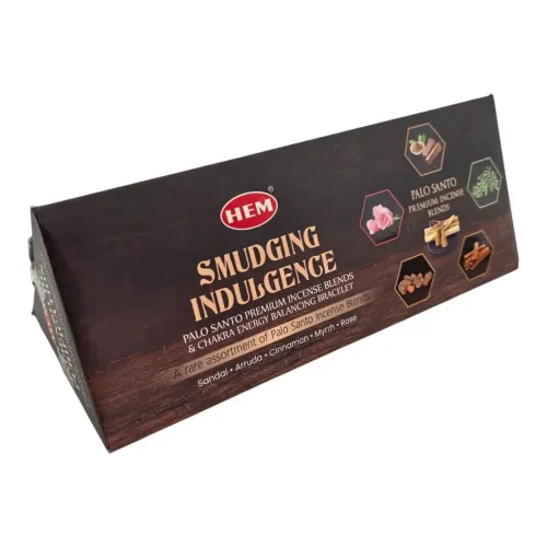 Подарунковий набір пахощів 5 ароматів HEM Smudging Indulgence Masala Gift Pa Palo Santo пачка по 15 паличок, браслет чакр (DN36532)
